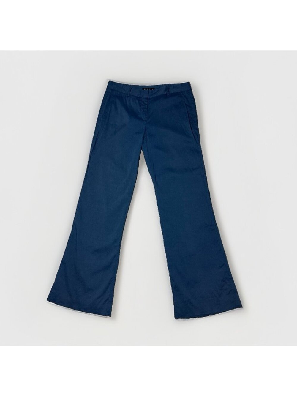 Theory Pants Women’s 6 Navy Blue Linen Blend Y2K Wide Leg Trousers Vintage